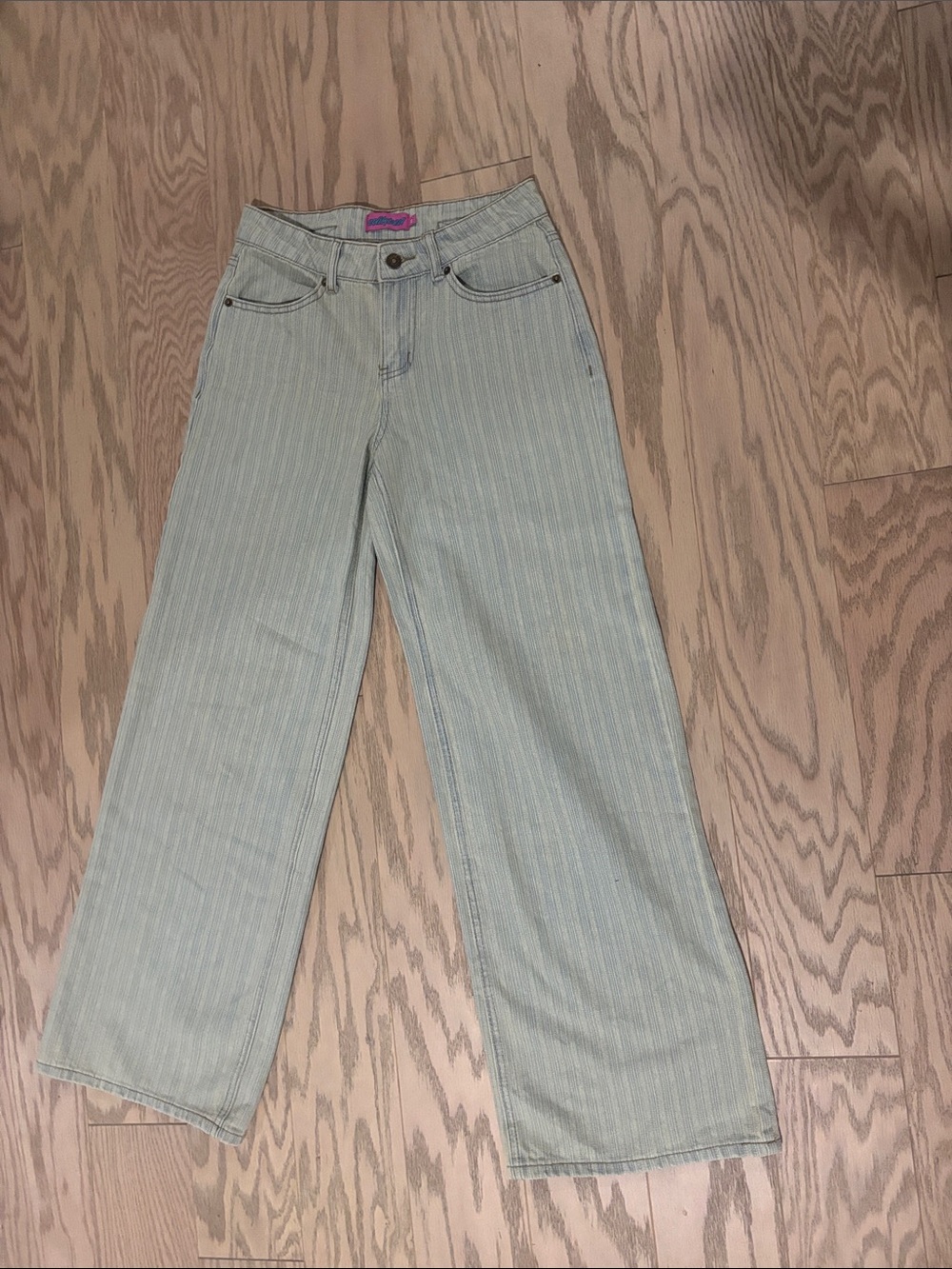 Edikted Light Blue Pinstripe Wide-Leg Jeans